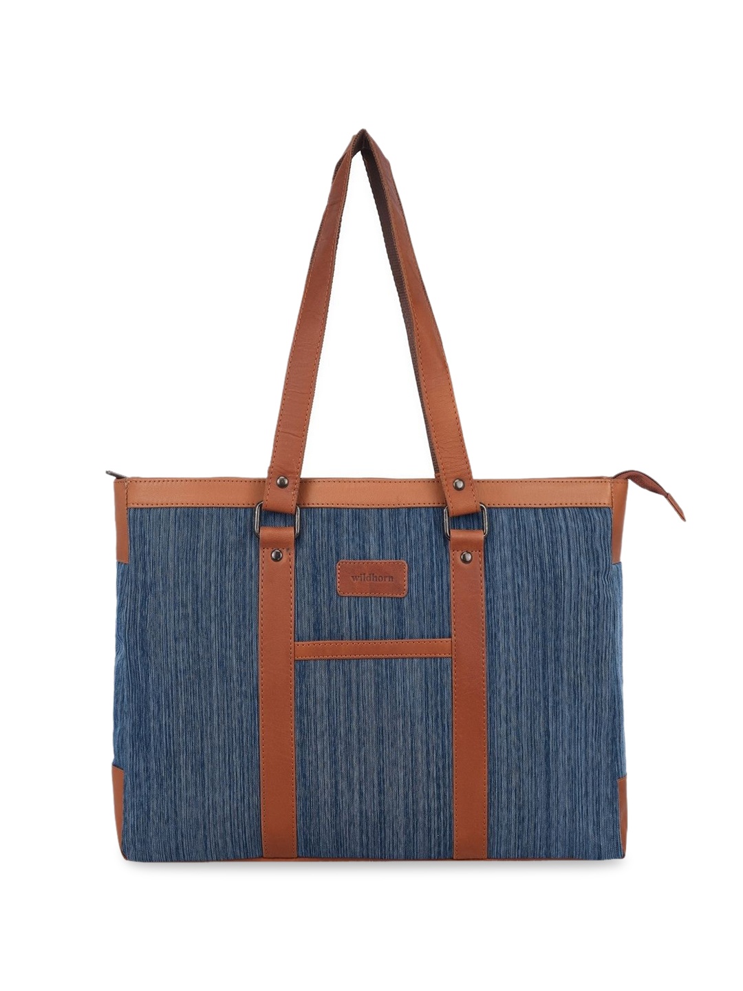 

WildHorn Women Textured Structured Tote Bag, Blue