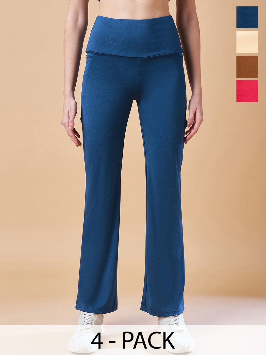 

COLOR CAPITAL Pack Of 4 Mid-Rise Flared Tights, Navy blue