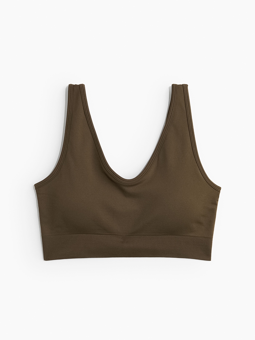 

H&M Women Light Support Non Padded Slip-On Sports Bra, Khaki