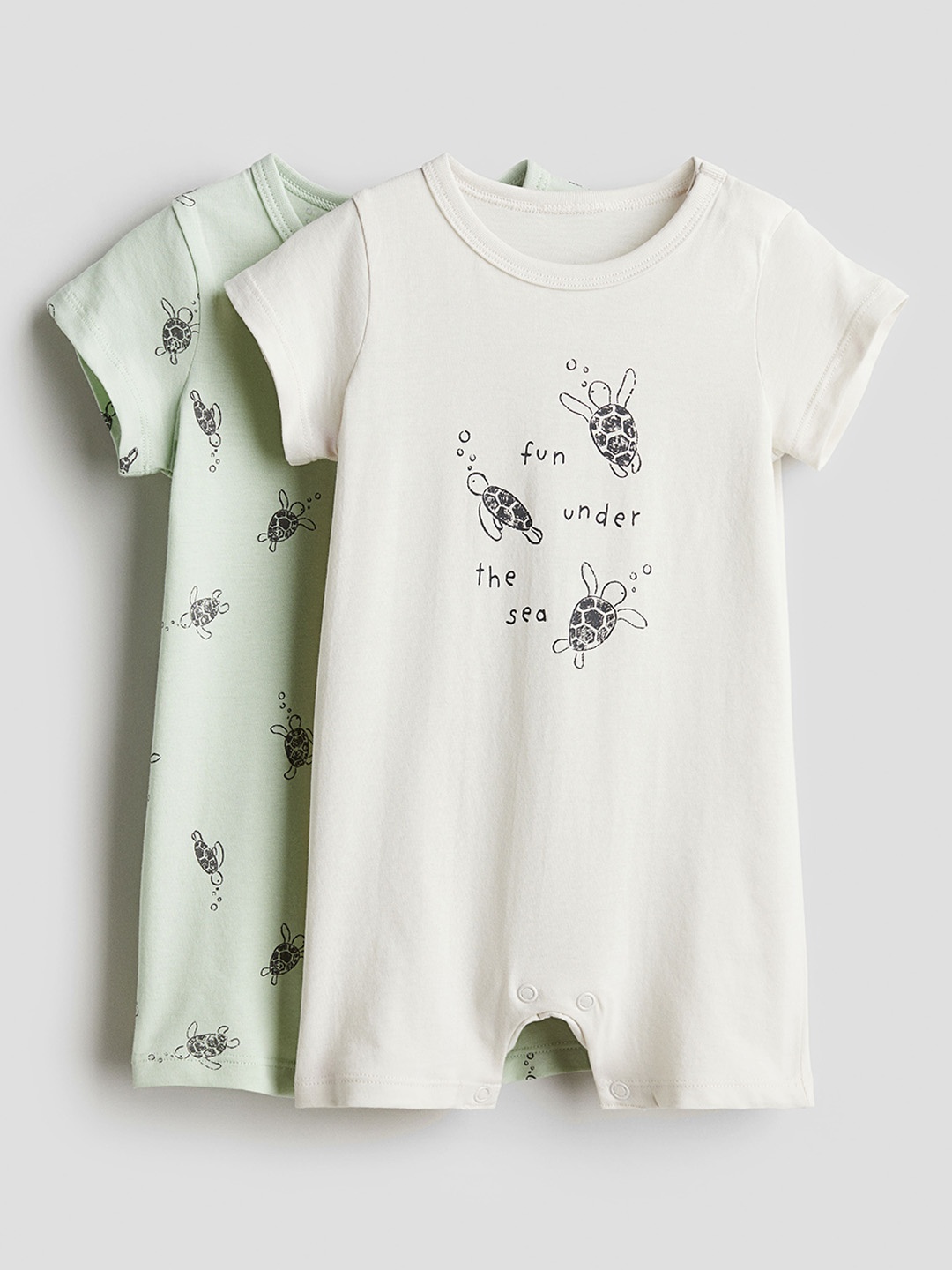 

H&M Boys 2-pack Cotton Jersey Sleepsuits, Green