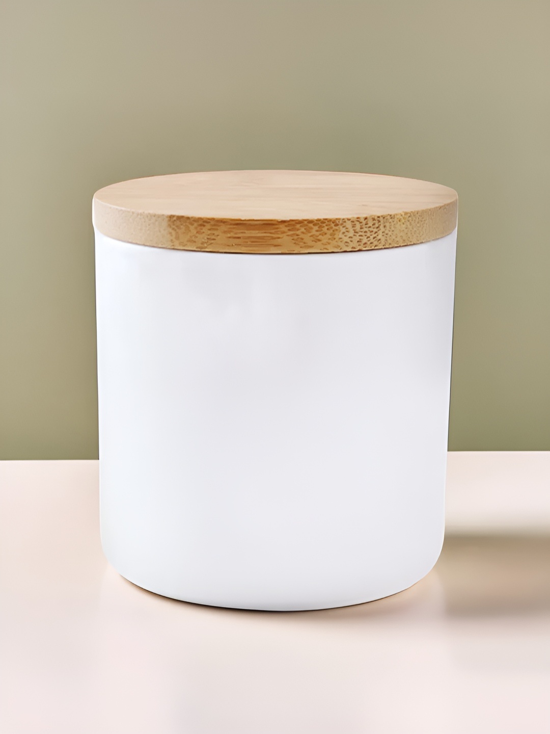 

UMAI White & Beige Ceramic Canister Container 300ml With Bamboo Lid