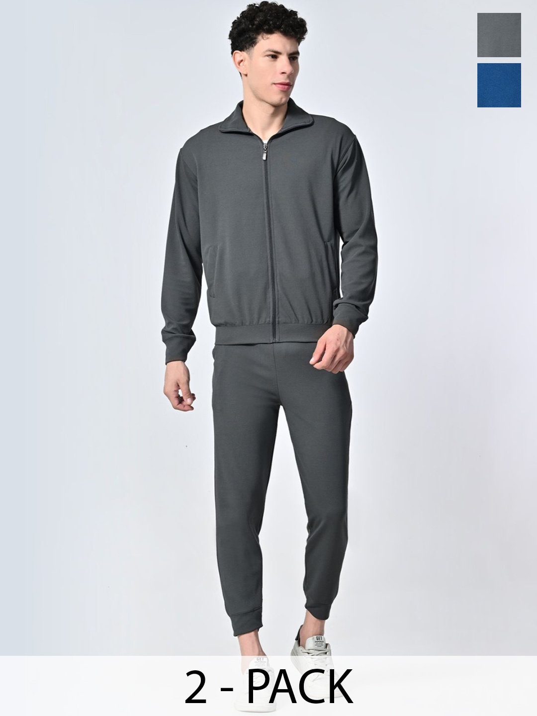

BAESD Men Pack Of 2 Polo Collar Long Sleeves Tracksuits, Grey