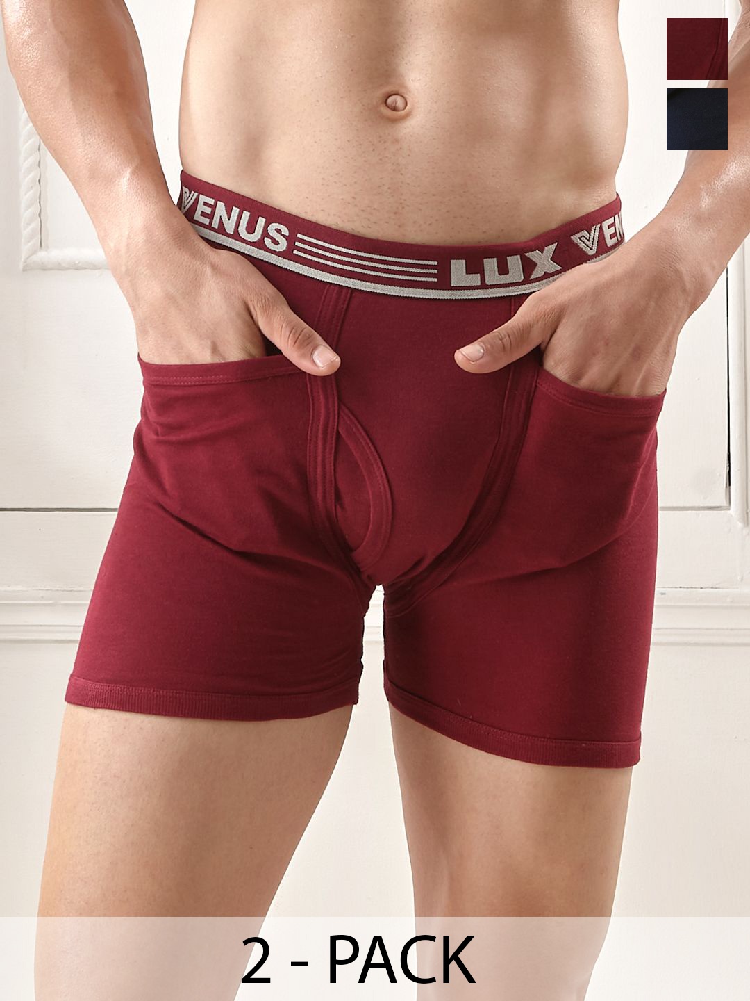 

LUX VENUS Pack of 2 Assorted Men Cotton Pocket Trunk NW1_VENUS_PKT_DRW_AST_95_2PC