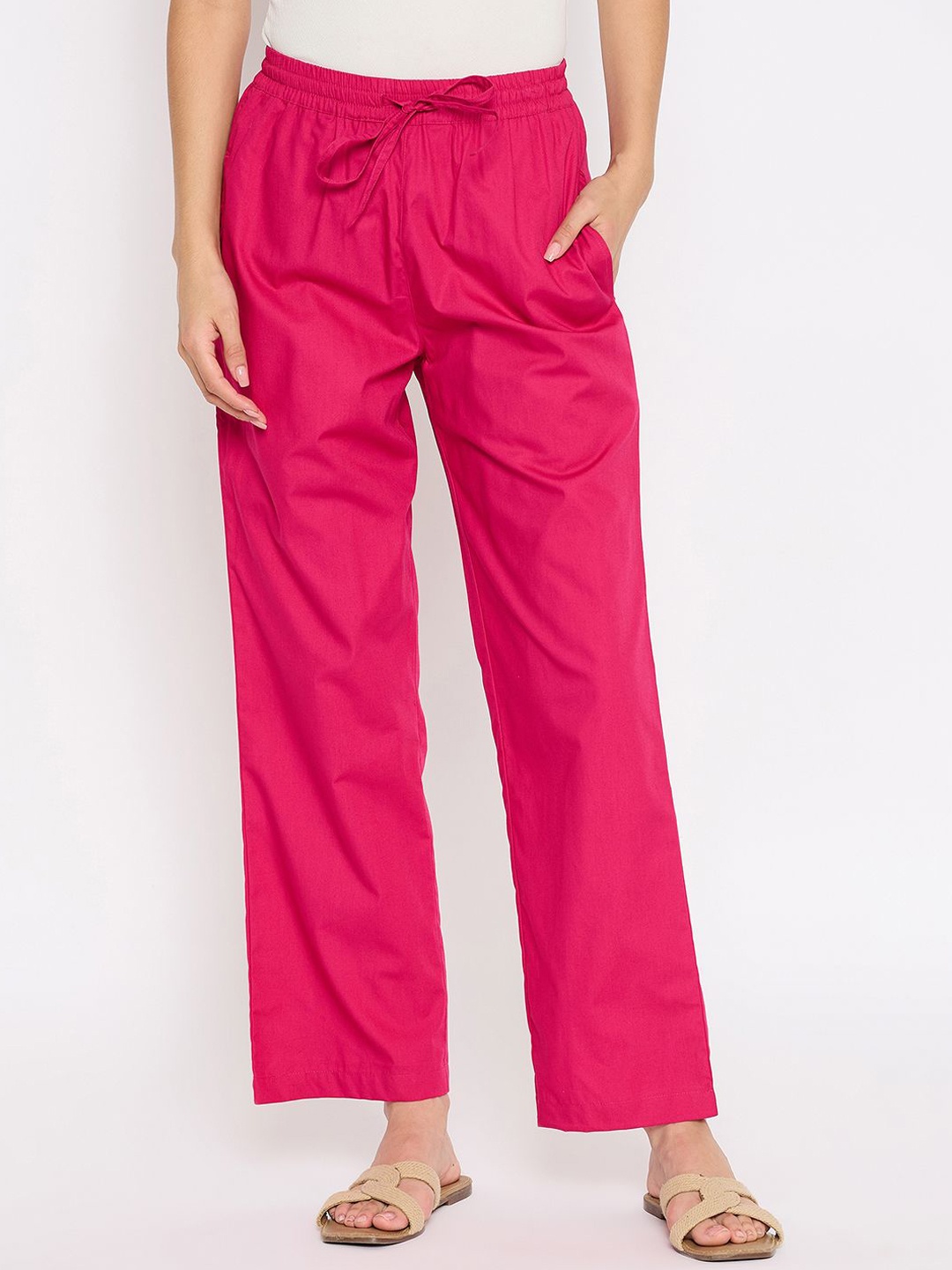 

Antimony Women Relaxed Straight Leg Chambray Mid-Rise Trousers, Pink