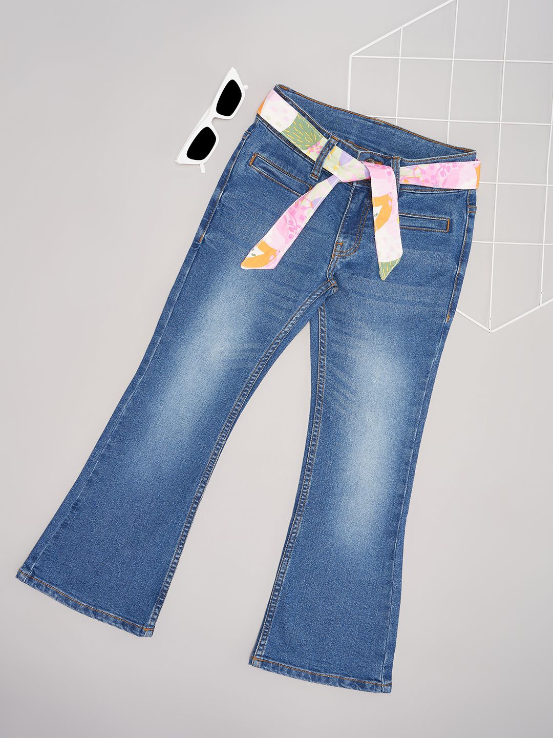 

Pantaloons Junior Girls Heavy Fade Bootcut Jeans, Blue