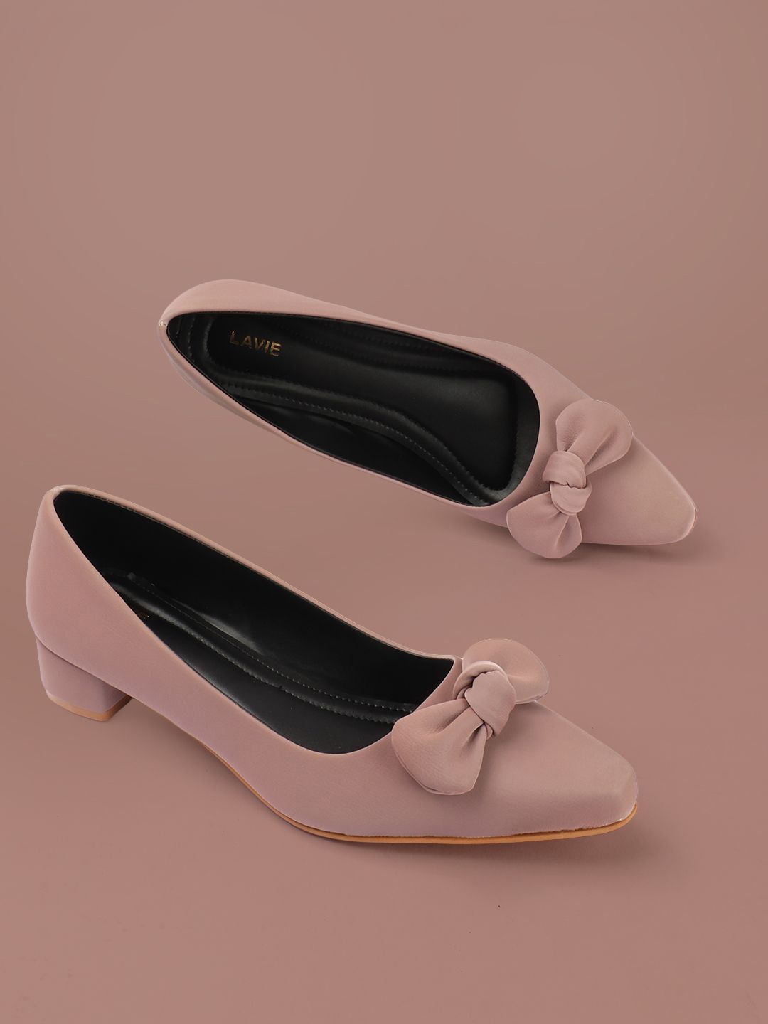 

Lavie Women Pointed Toe Kitten Pumps Ballerinas with Bows, Pink