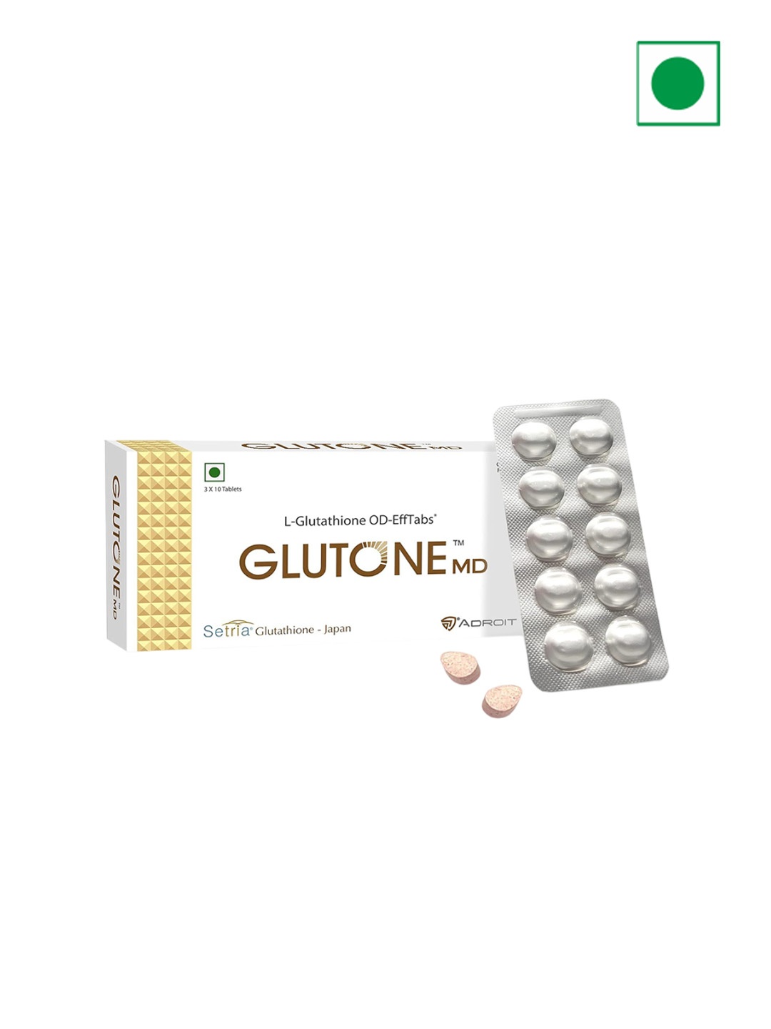 

GLUTONE MD Orange Flavoured Glutathione Mouth-Dissolving Tablets - 30 Tablets, White