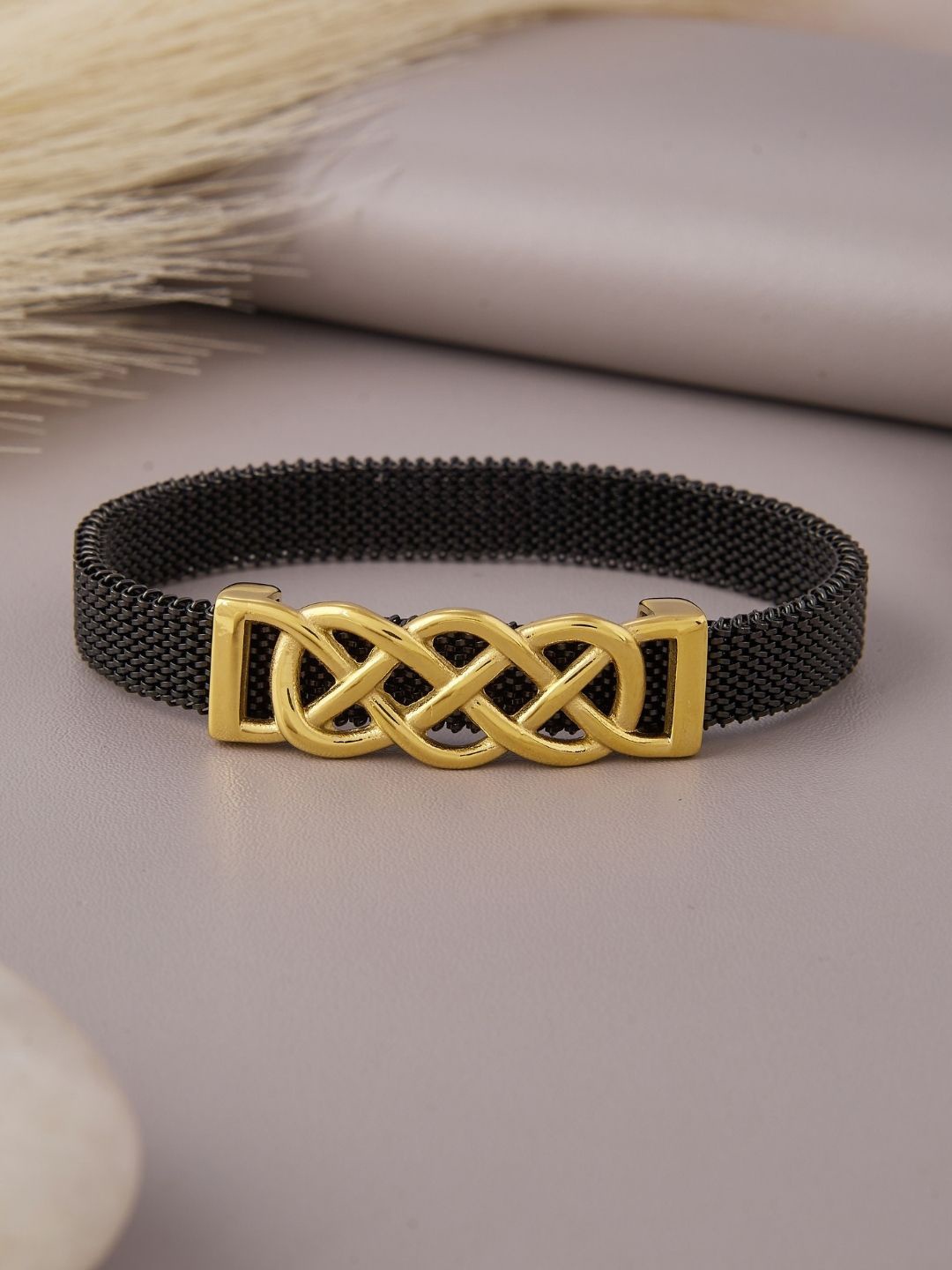 

PYLON Men Gold-Plated Stainless Steel Link Bracelet