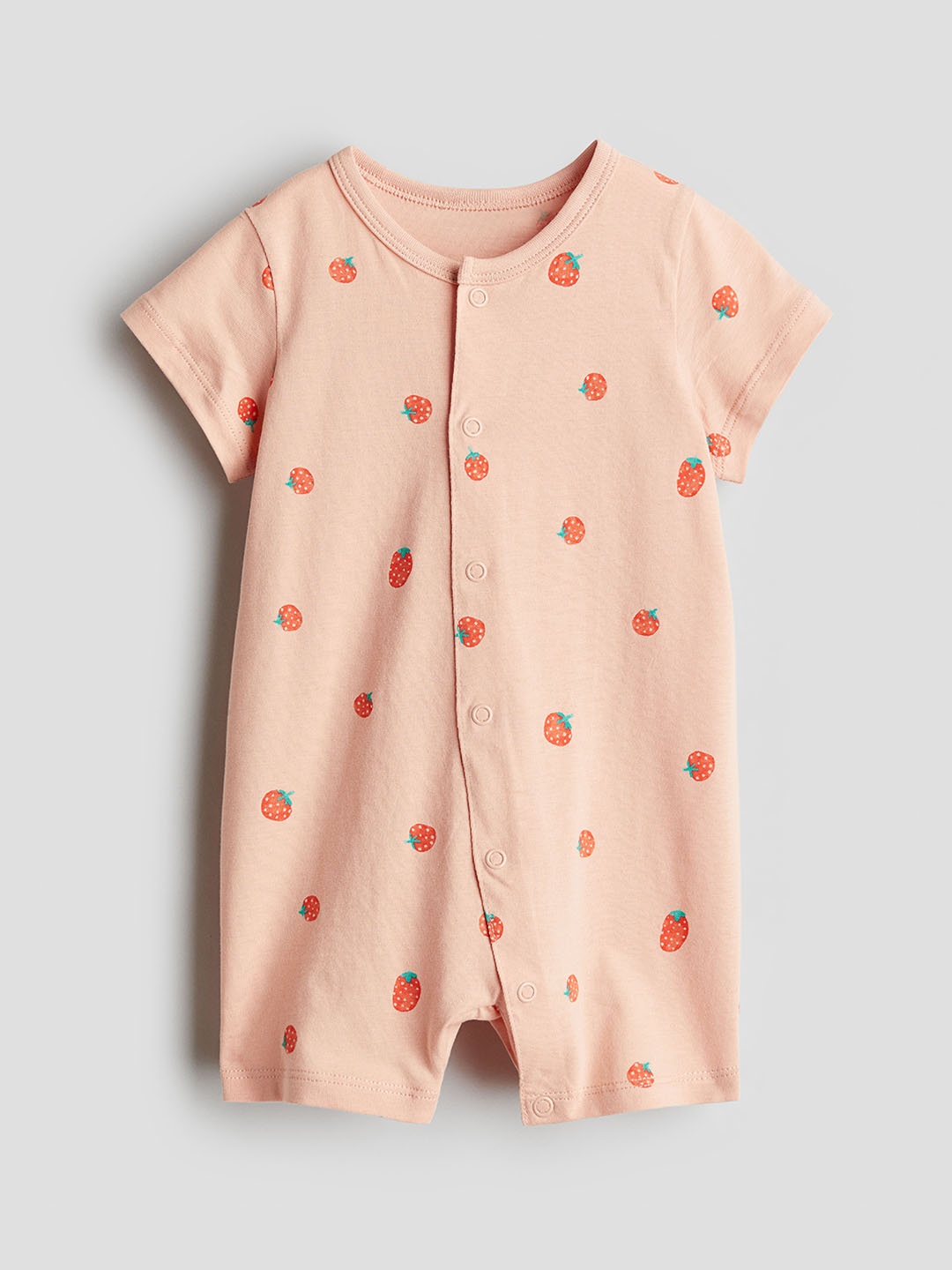

H&M Printed Cotton Romper, Peach