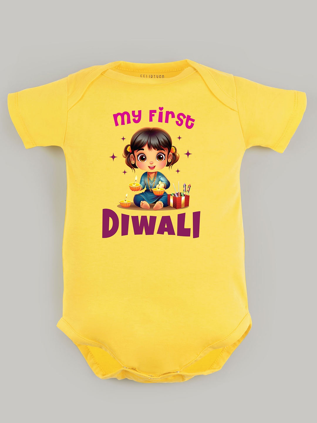 

FFLIRTYGO Kids Infants Printed Cotton Bodysuit, Yellow