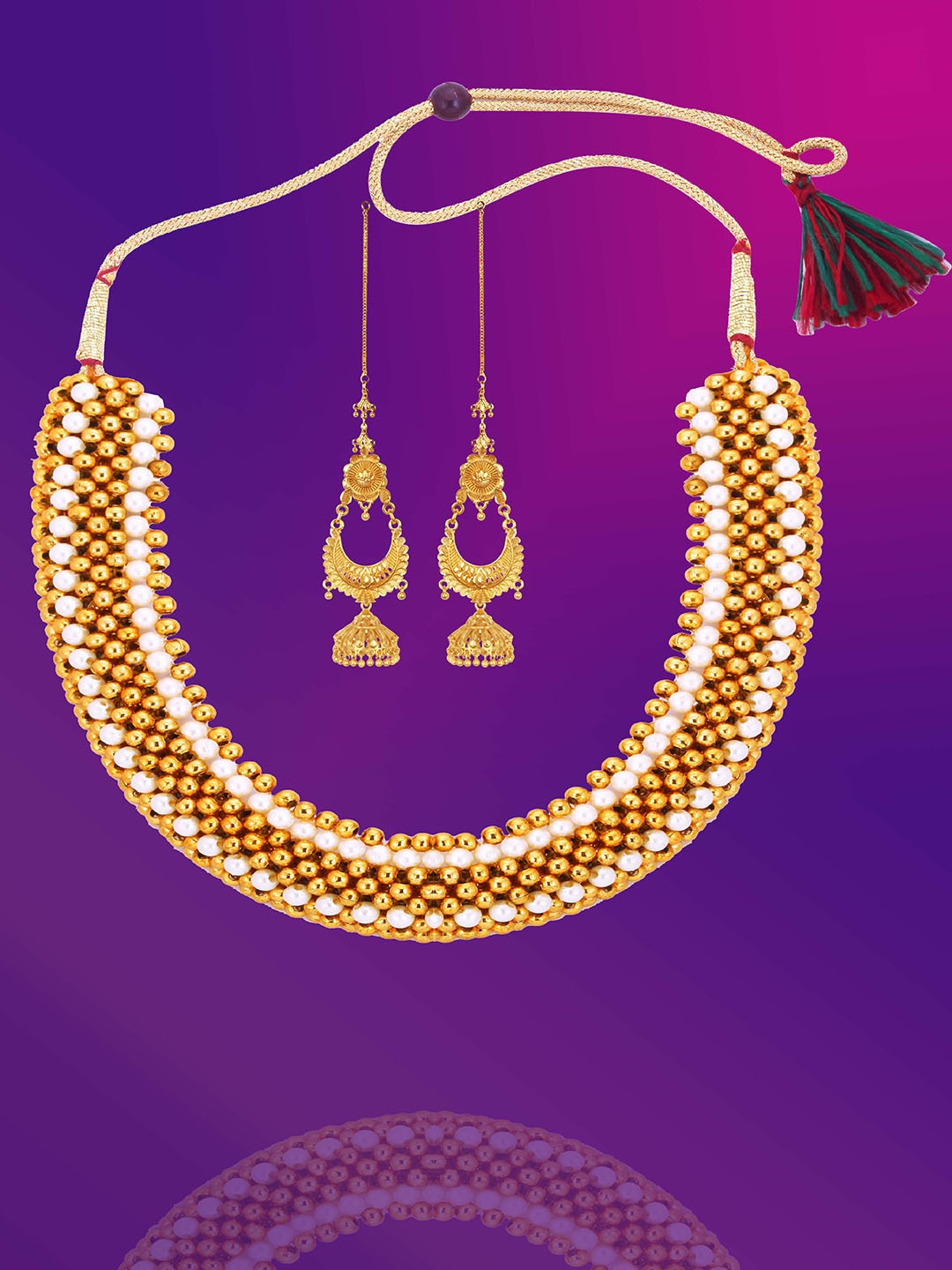 

Lila Gold-Plated Beaded Jewellery Set