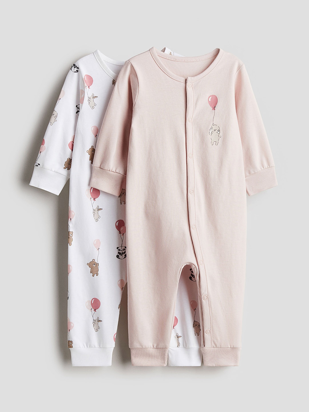 

H&M Pack Of 2 Printed Cotton Romper, Pink