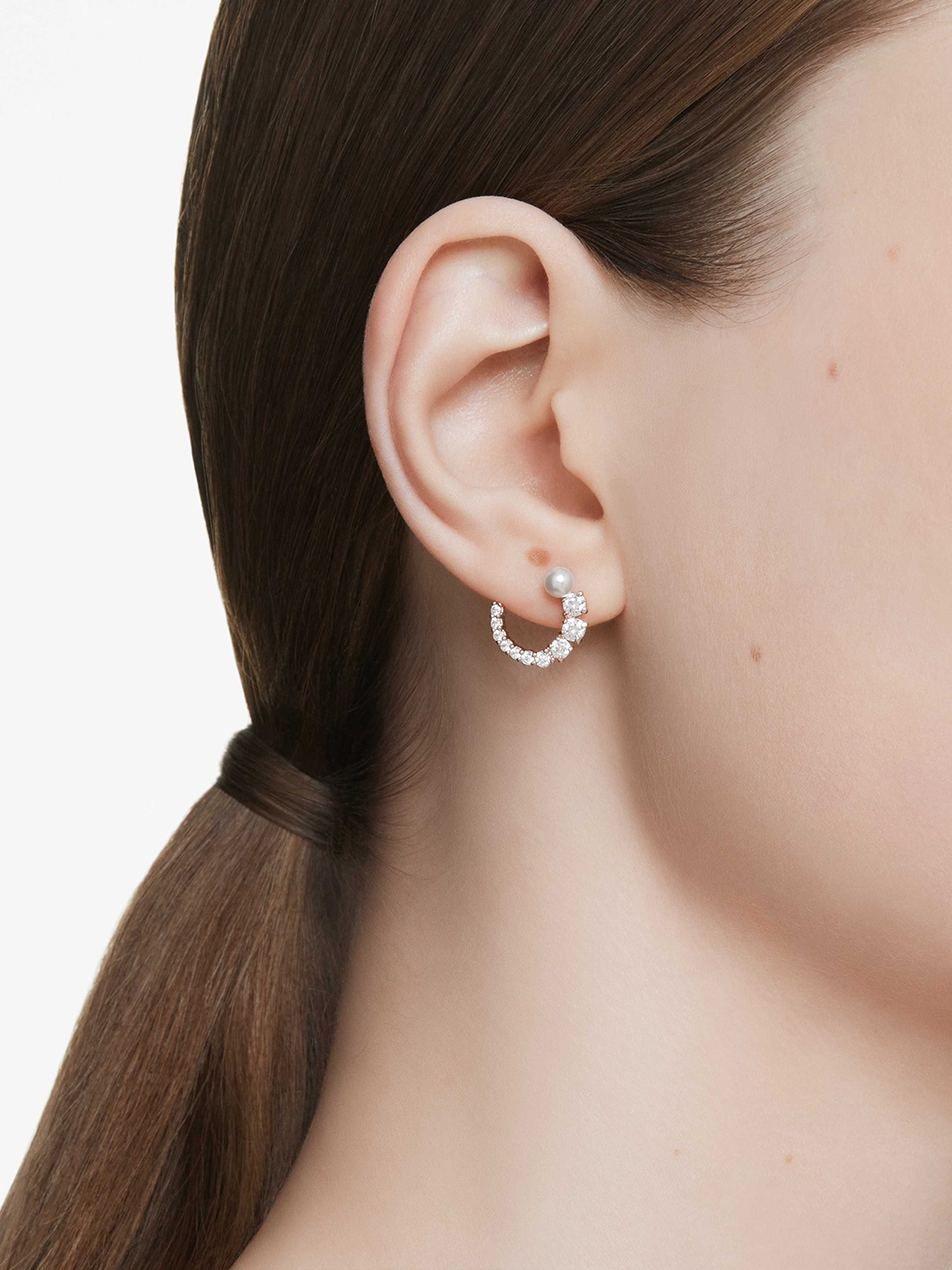 

SWAROVSKI Rose Gold-Plated Crystals Stone-Studded Half Hoop Earrings