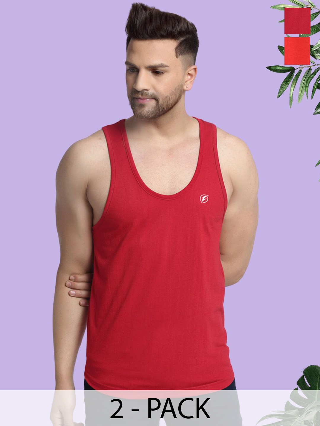 

Friskers Pack Of 2 Cotton Anti-Bacterial Innerwear Vest, Red