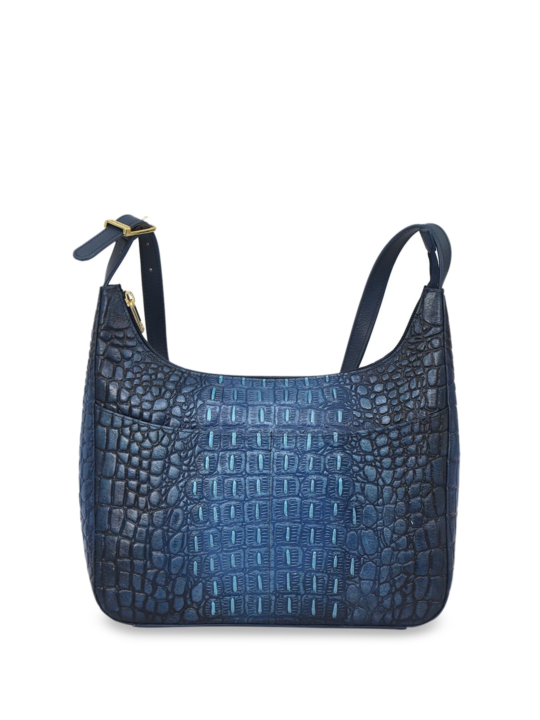 

Anuschka Women Textured Structured Leather Handheld Bag, Navy blue