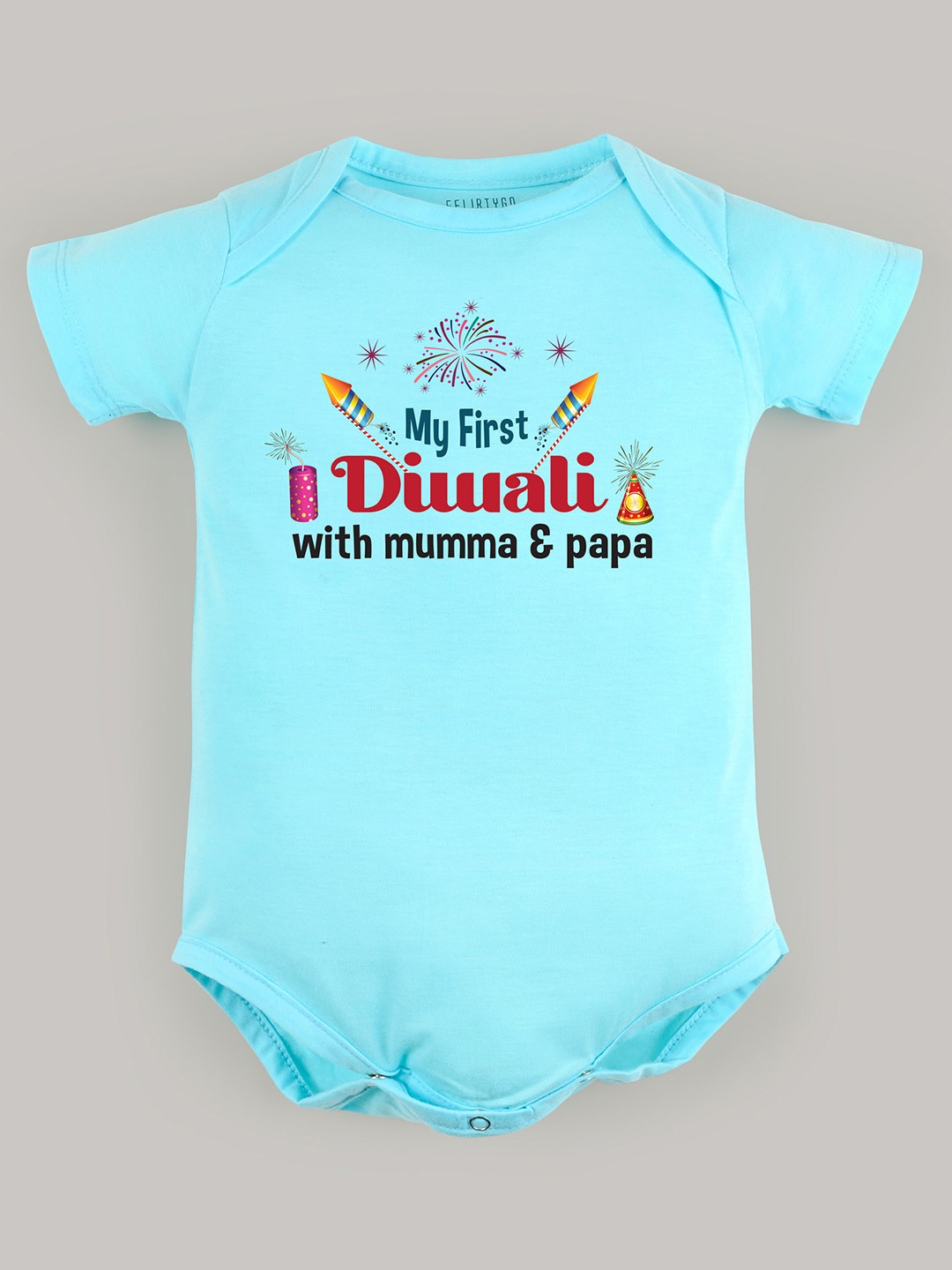 

FFLIRTYGO Kids Cotton Printed Bodysuit, Turquoise blue