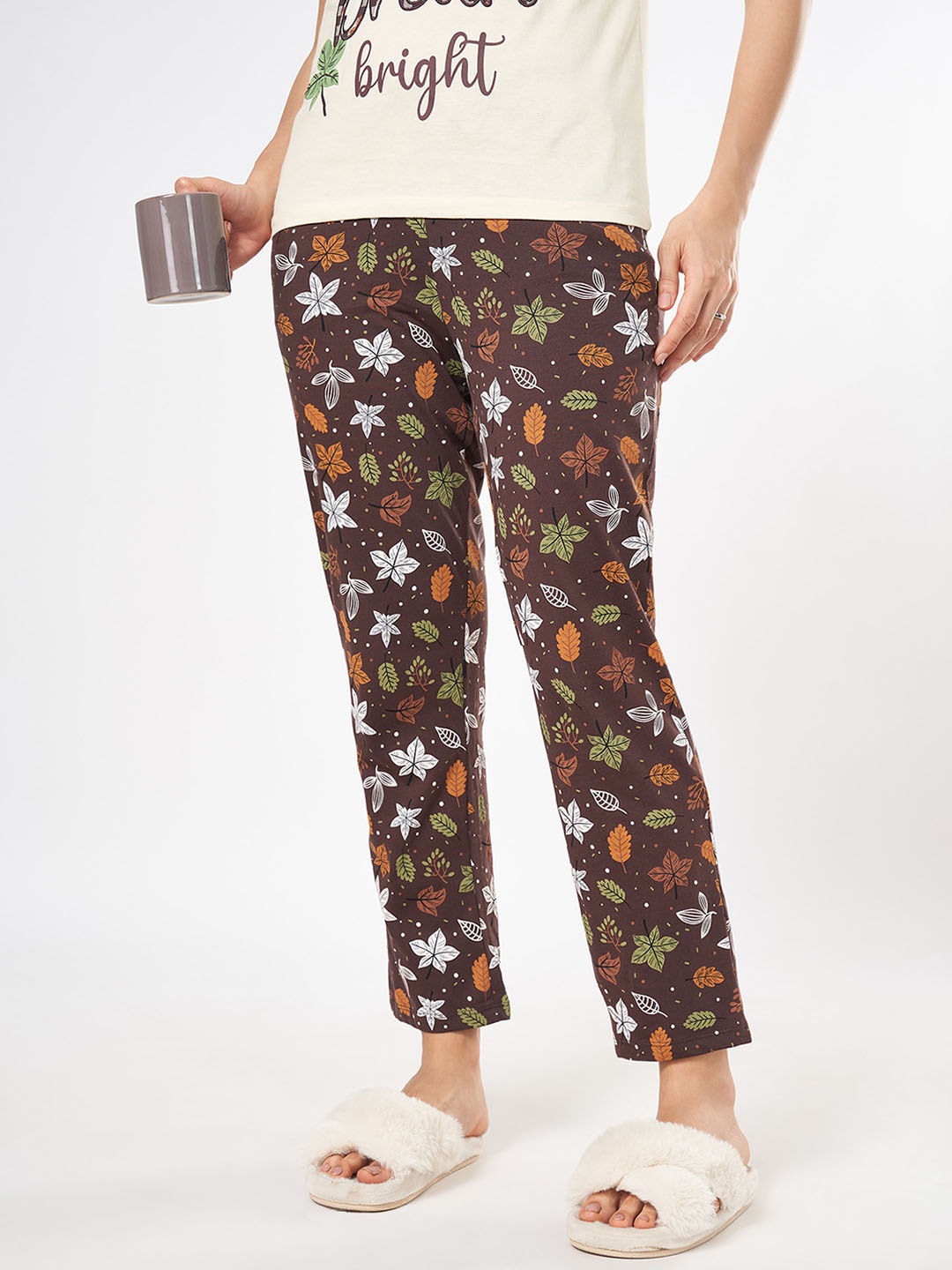 

Dreamz by Pantaloons Women Cotton Printed Lounge Pants, Brown
