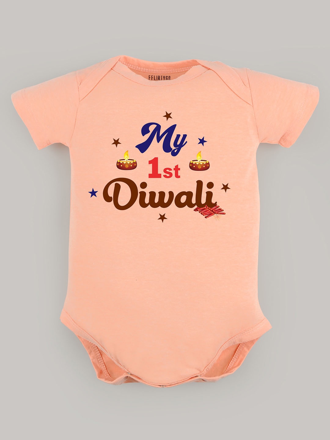

FFLIRTYGO Kids Printed Cotton Bodysuit, Peach