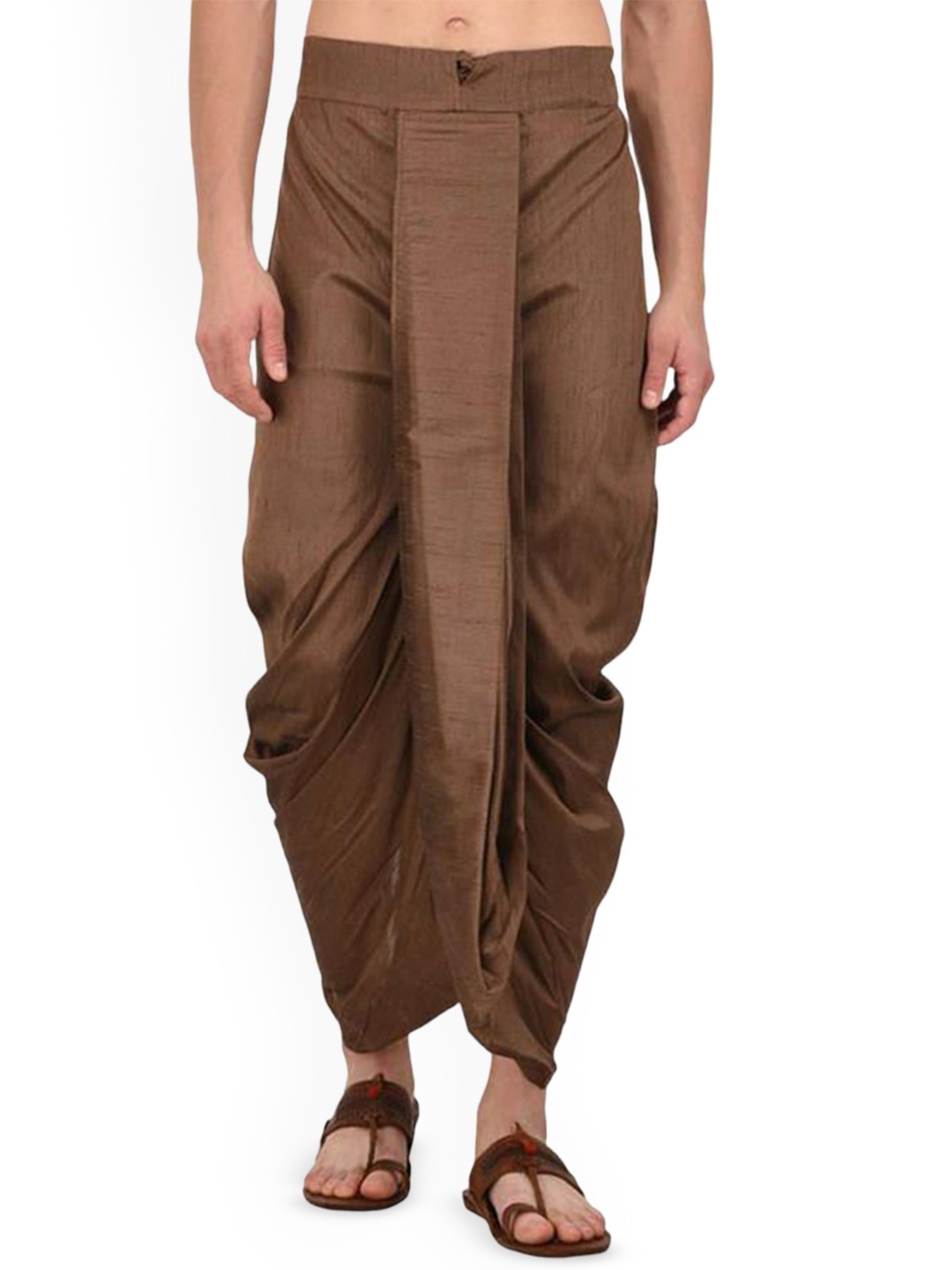 

FANZI Men Silk Solid Ethnic Dhoti Pant, Brown