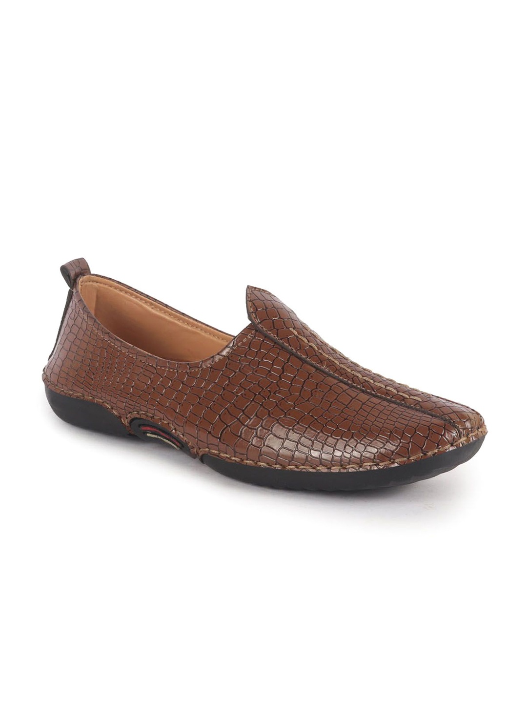 

FAUSTO Men Textured PU Mojaris, Tan