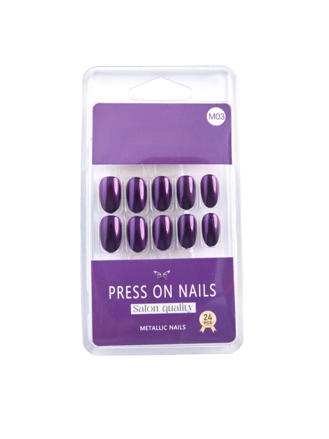 

RANORE Set Of 24 Metallic Press-On Nails - M03, Purple