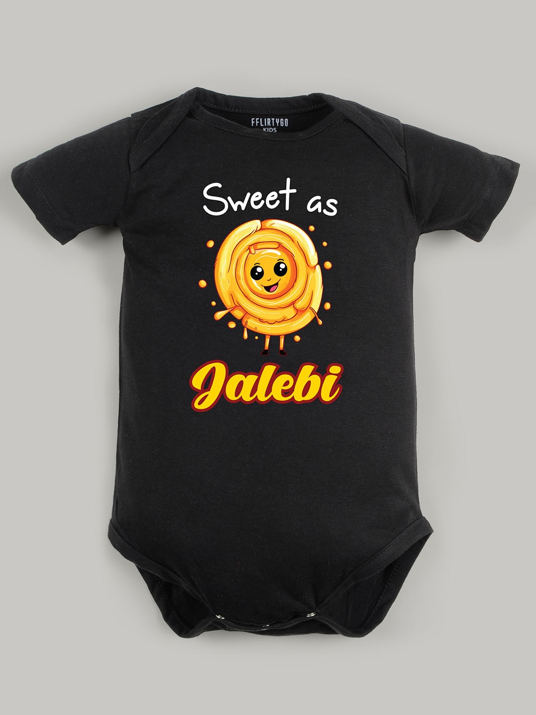 

FFLIRTYGO Infants Printed Pure Cotton Diwali Romper Baby Wear Bodysuit, Black