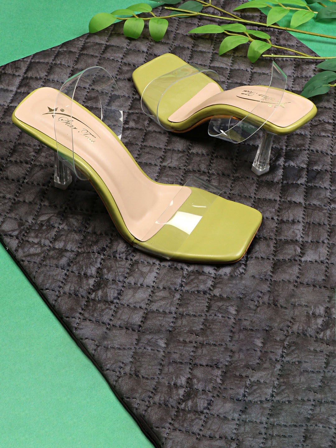 

STARTOES Women Embellished Block Sandals, Green