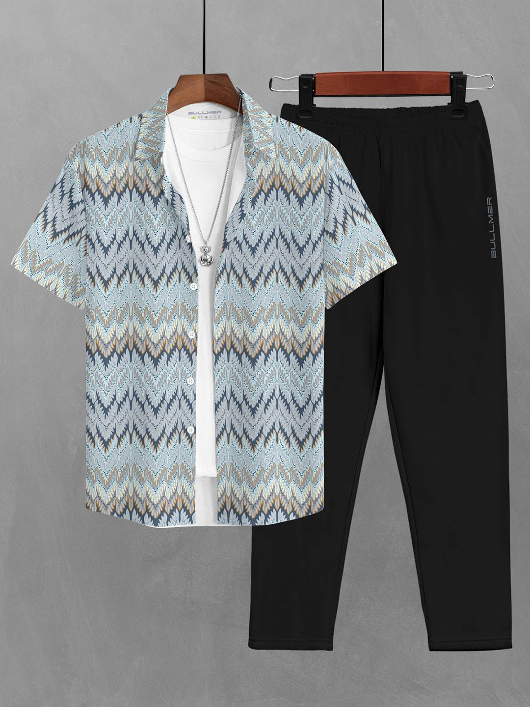 

BULLMER Printed Short Sleeves Shirt With Trousers Co-Ords, Blue