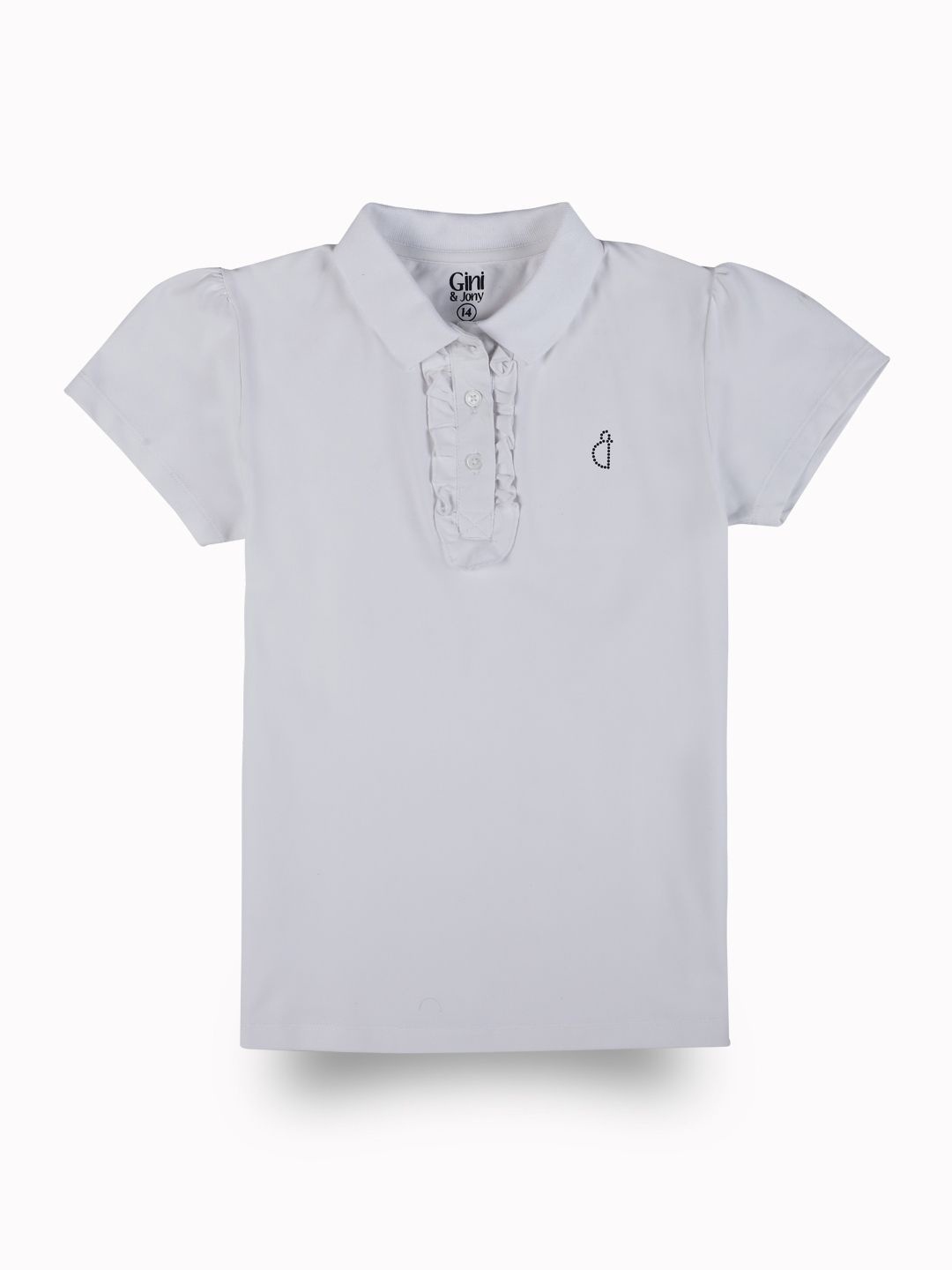 

Gini and Jony Girls Puff Sleeve Cotton Top, White