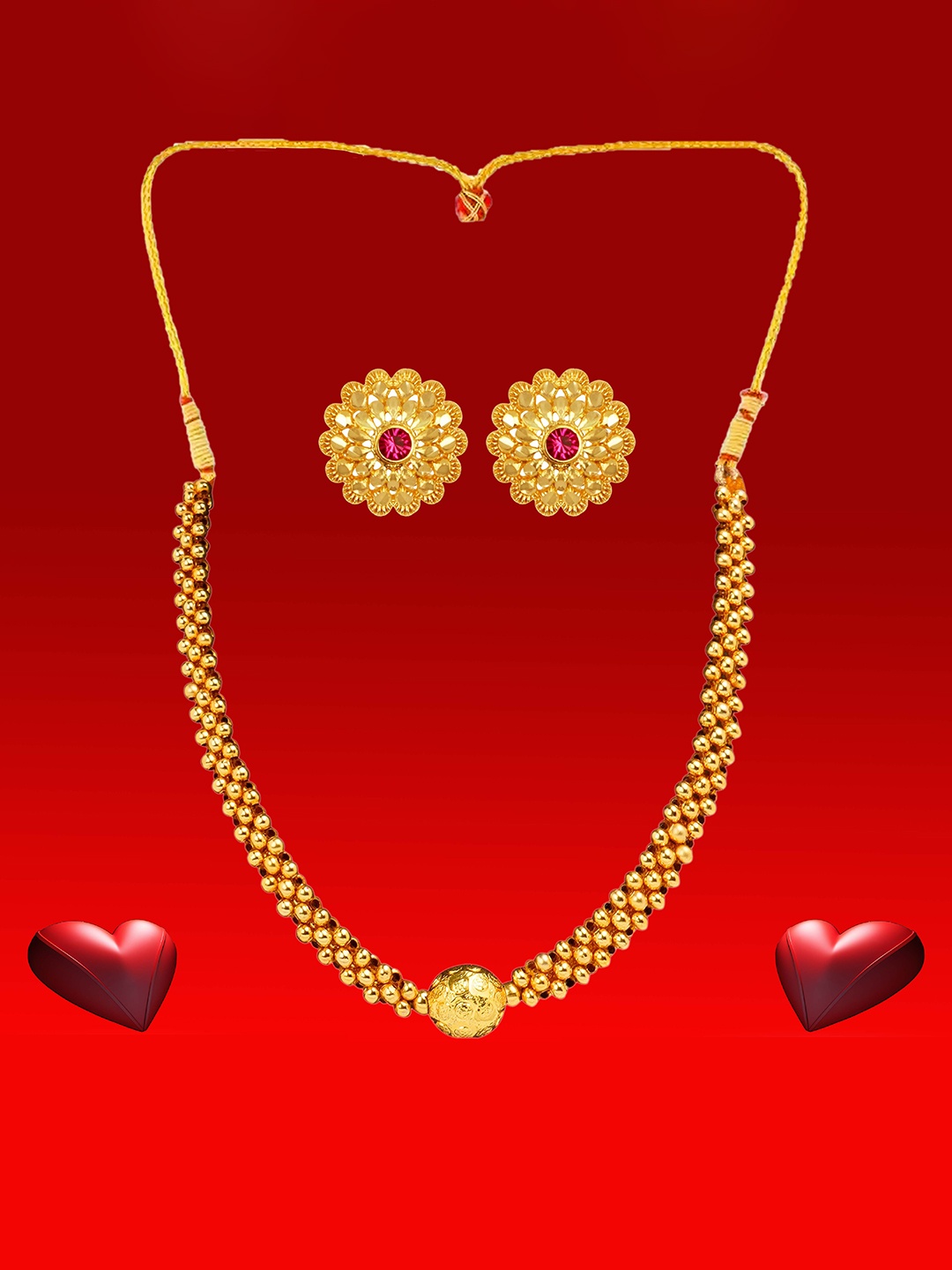 

Heer Collection Gold-Plated Necklace and Earrings