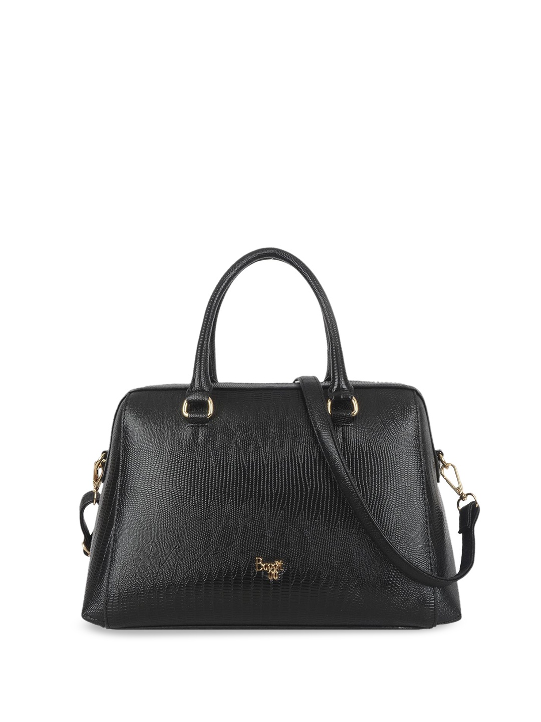 

Baggit Women Textured Baguette Handheld Bag, Black