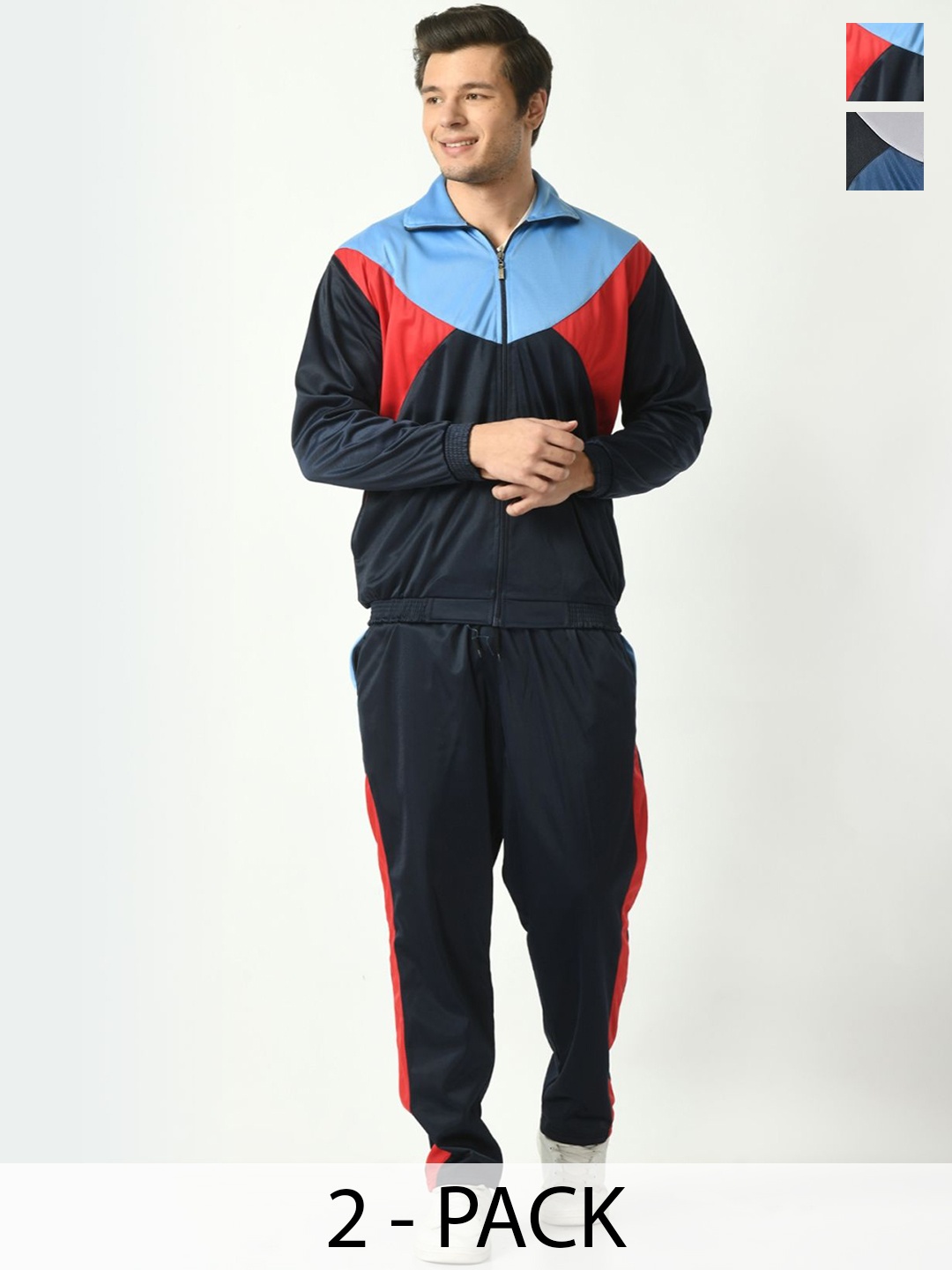 

BAESD Pack Of 2 Men Mock Collar Long Sleeves Tracksuits, Black