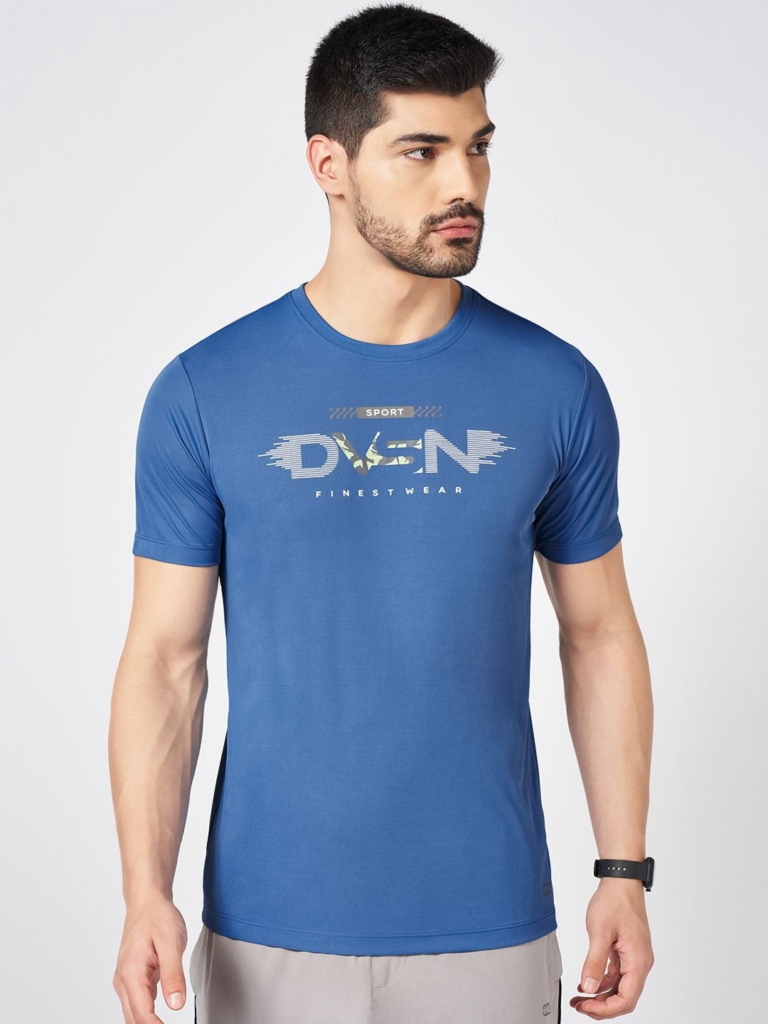 

Ajile by Pantaloons Men Typography Printed Round Neck Slim Fit T-shirt, Blue