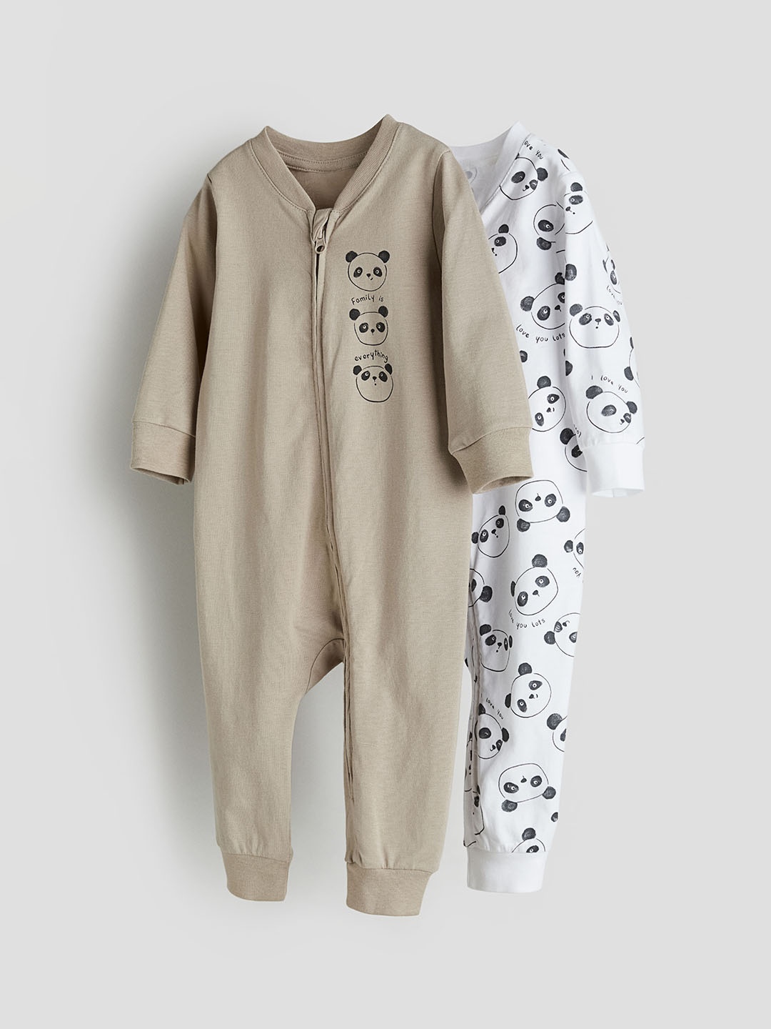 

H&M 2-pack Patterned Cotton Pyjamas, Beige
