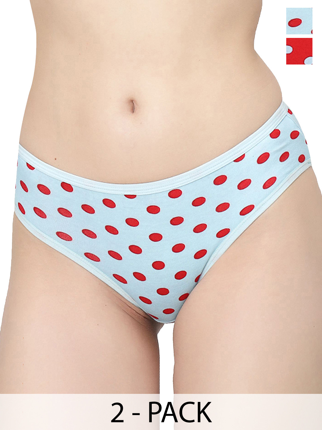 

Docare Women Pack of 2 Printed Polka Bikini Briefs, Blue