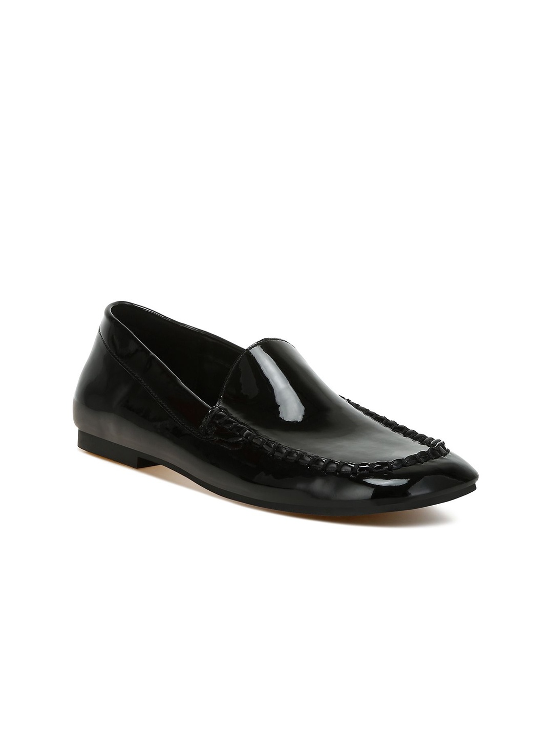 

RAG & CO Women Patent Leather Loafers, Black