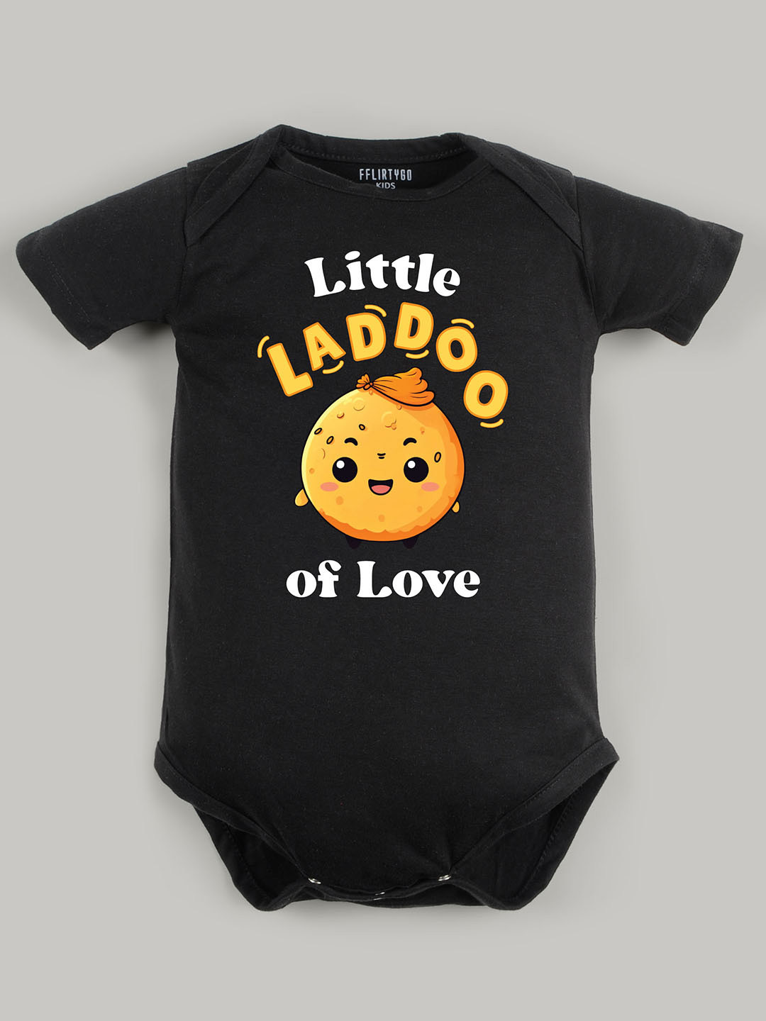 

FFLIRTYGO Kids Typography Printed Cotton Bodysuit, Black