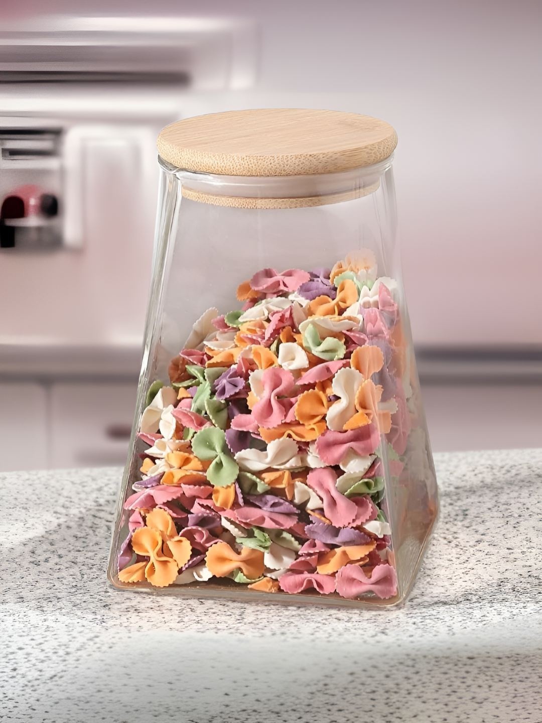 

UMAI Transparent Glass Canister Container With Bamboo Lid-980 ML