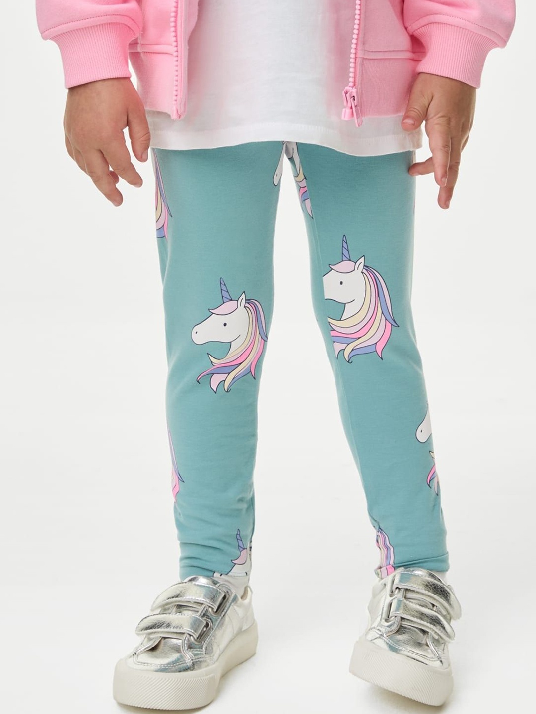 

Marks & Spencer Girls Mid-Rise Ankle-Length Leggings, Green