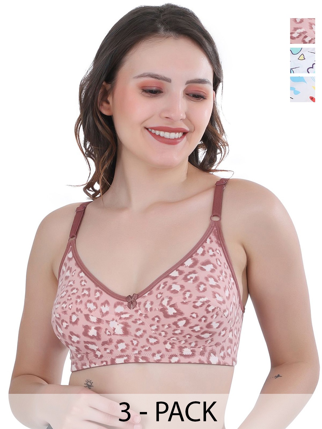 

Docare Women Floral Printed Full Coverage Bra, White
