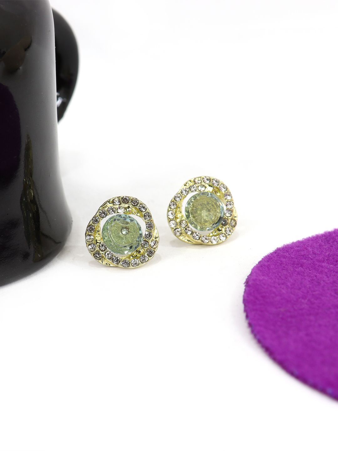 

VAGHBHATT Gold-Plated Classic Studs Earrings, Green