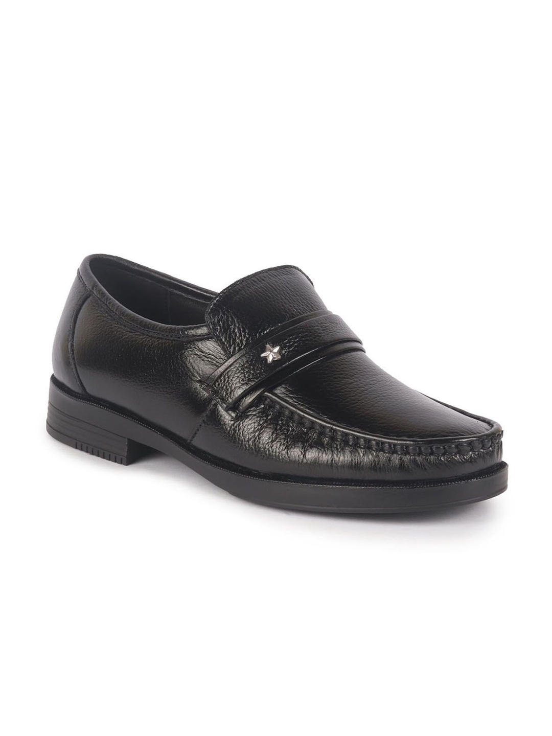 

FAUSTO Men Leather Formal Slip-On Shoes, Black