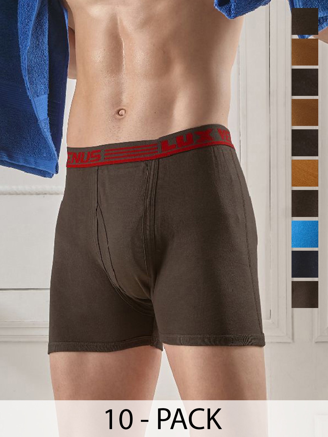 

LUX VENUS Pack of 10 Assorted Men Cotton Trunk NW1_VENUS_FCD_DRW_AST_75_10PC