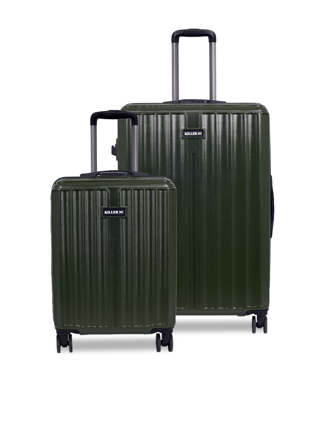 

Killer Set Of 2 Hard-Sided Large Non-Padded Back Trolley Bag, Green
