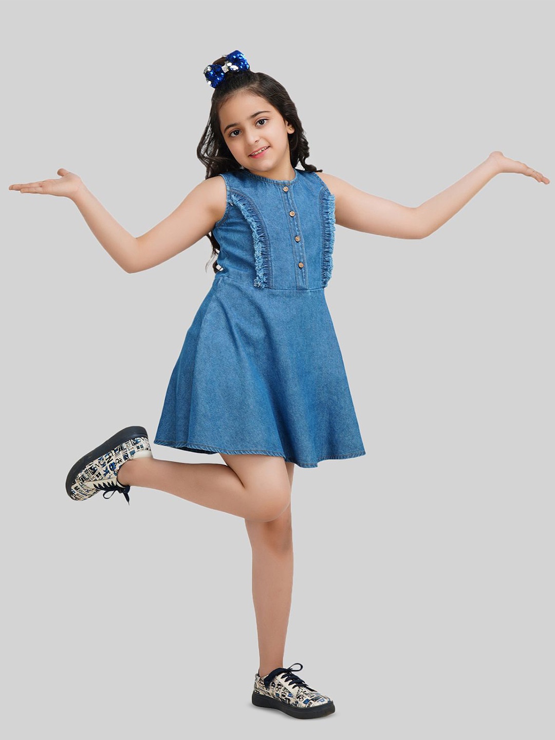 

BEING NAUGHTY Girls Denim A-Line Dress, Blue