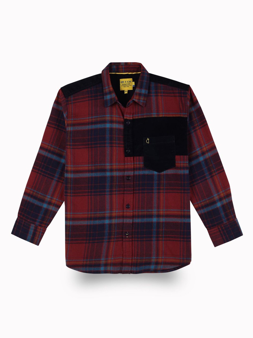 

Gini and Jony Boys Standard Spread Collar Tartan Checked Cotton Casual Shirt, Red