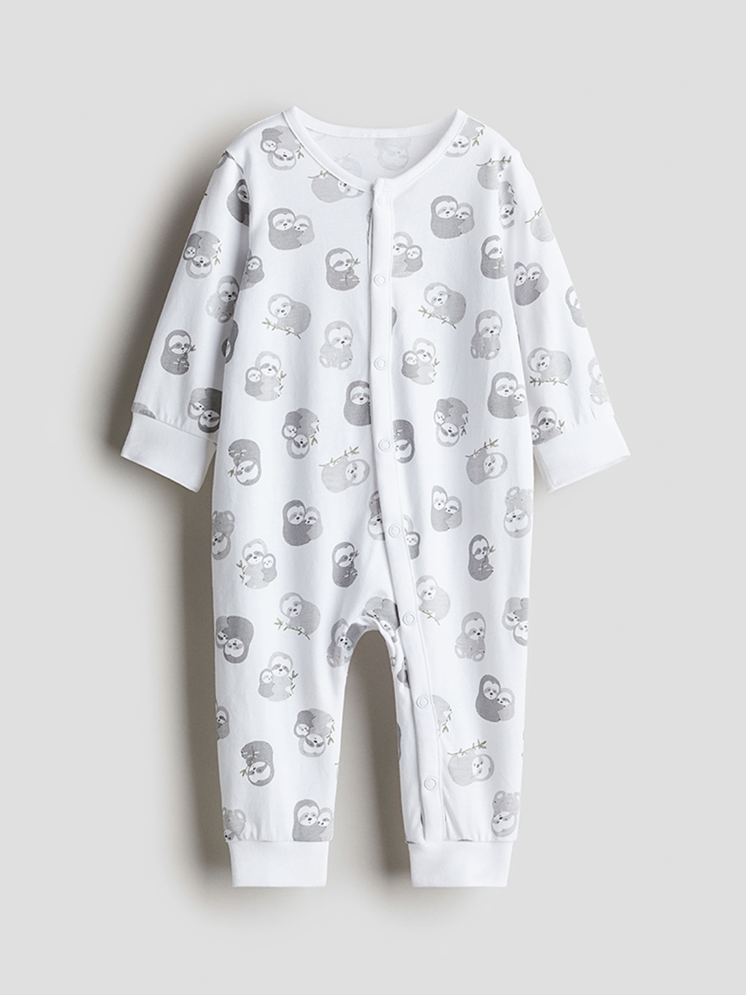 

H&M Boys Printed Cotton Rompers, White