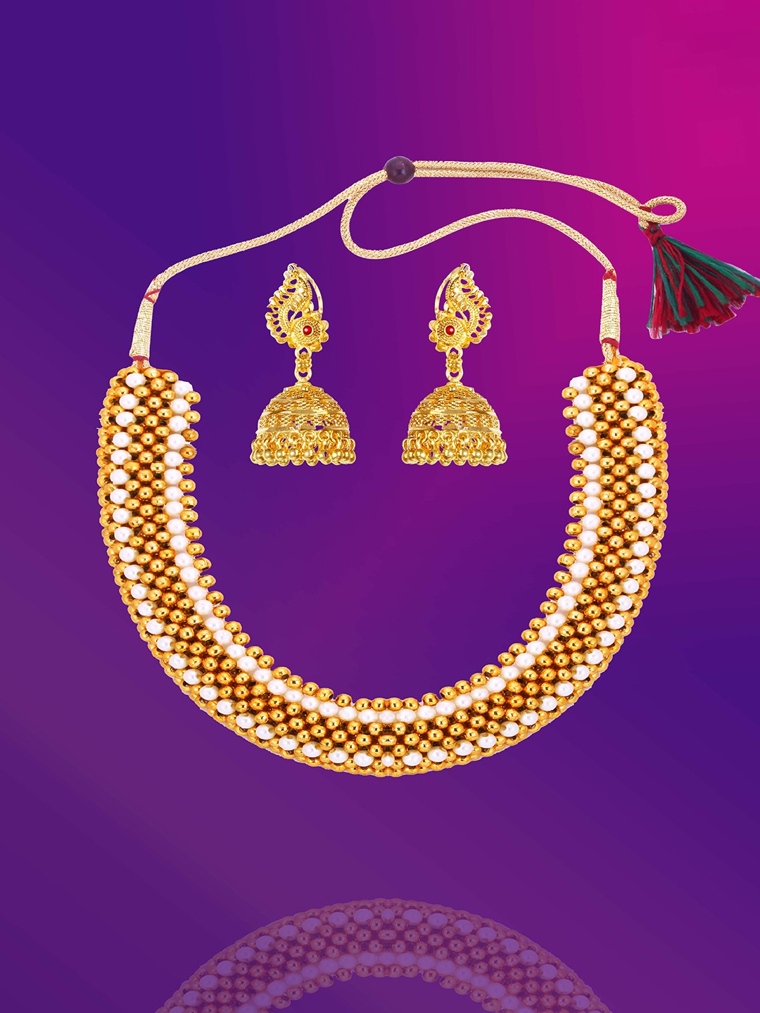 

Lila Gold-Plated Beaded Jewellery Set