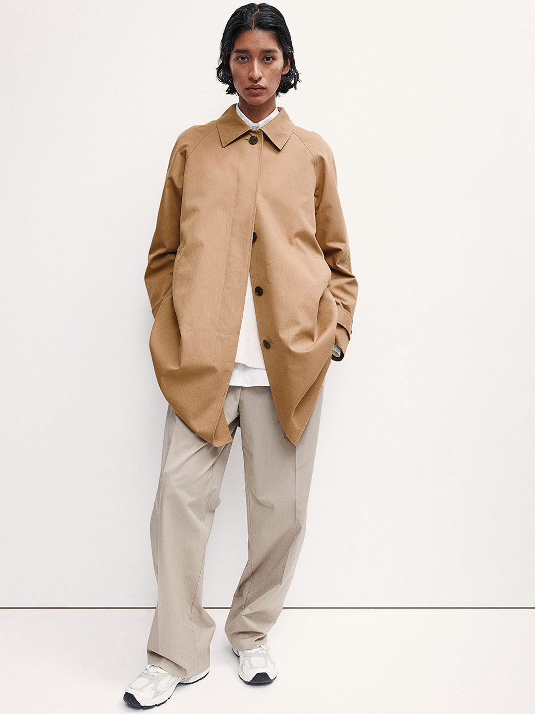

H&M Women Twill Car Coat, Beige