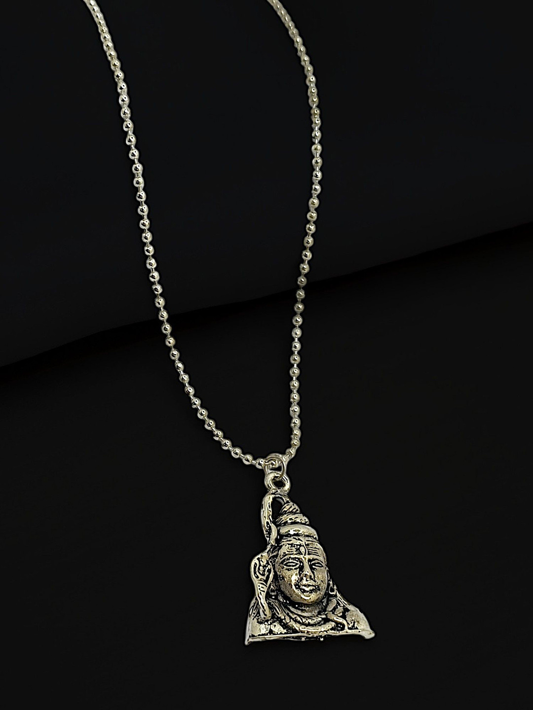 

9blings Men Silver-Plated Shiva Pendant with Chain